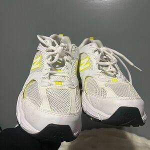 New Balance Kids White and Yellow Sneakers